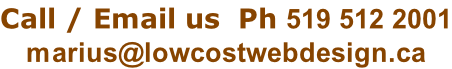 Call / Email us  Ph 519 512 2001 marius@lowcostwebdesign.ca
